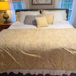 Pottery Barn Viola Paisley Yellow KING Duvet Cover Set